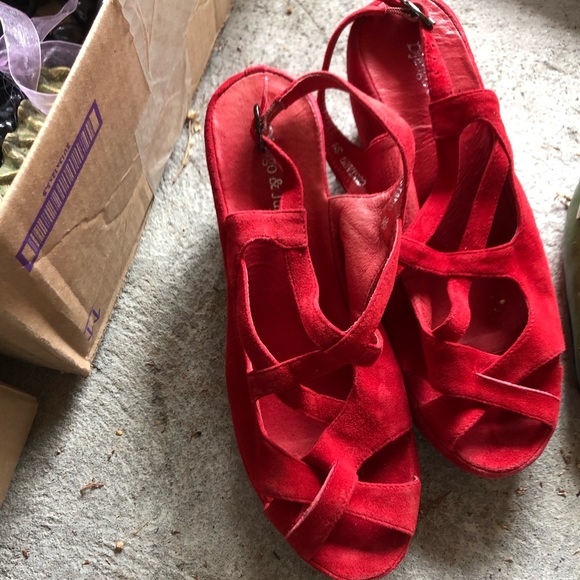 Django u0026 Juliette | Shoes | Django Juliette Size 38 Red Suede Wedge Shoes |  Poshmark